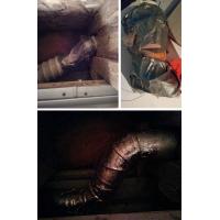 Before and after replacing a dryer vent that was fashioned from the wrong materials